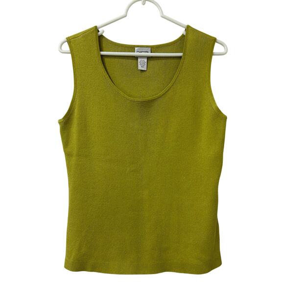 Chico's Womens Size 1/ Medium Green Silk Blend Ribbed Knit Tank Top Minimalist - Picture 1 of 4